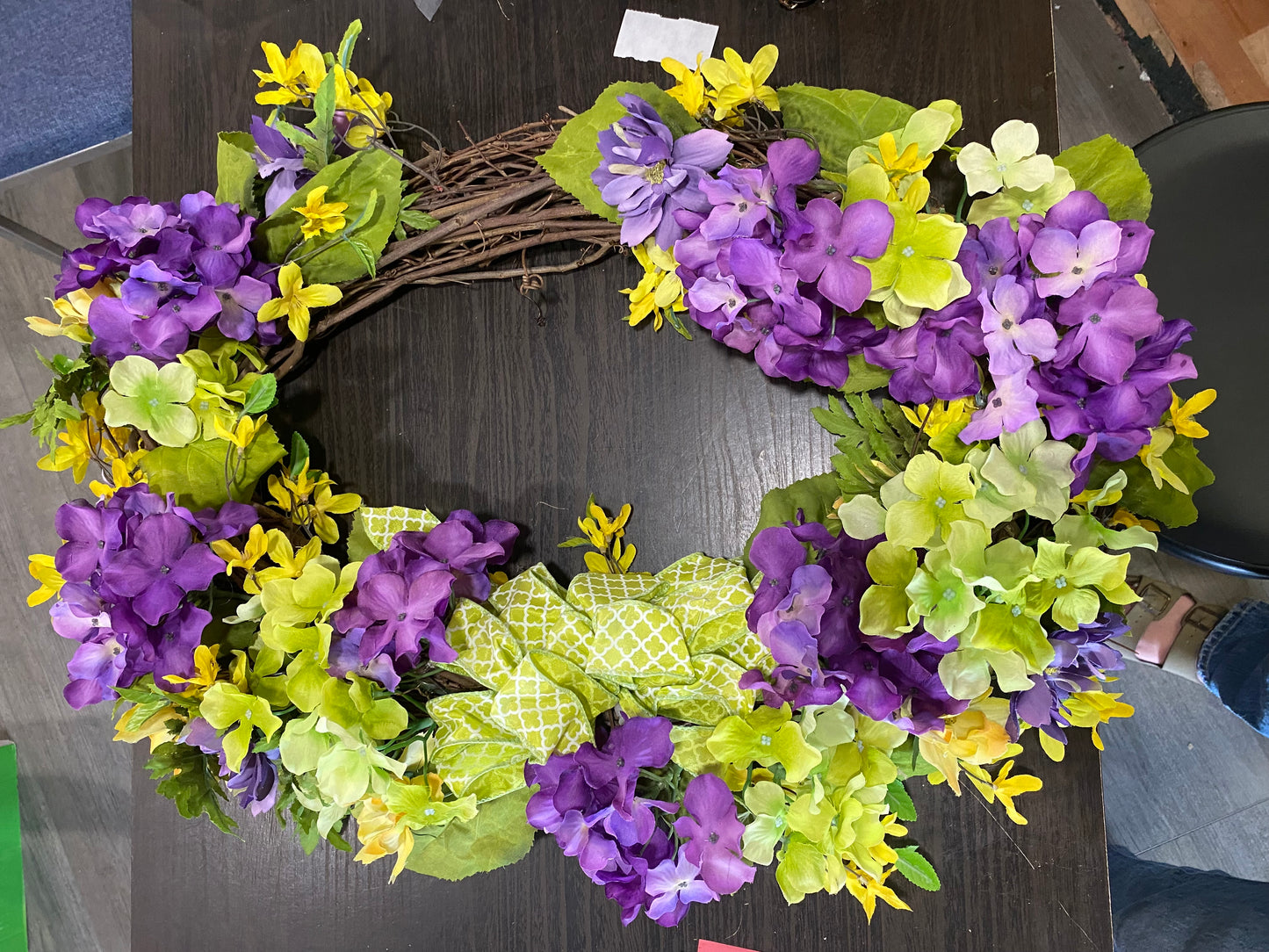 (1255) green and purple wreath