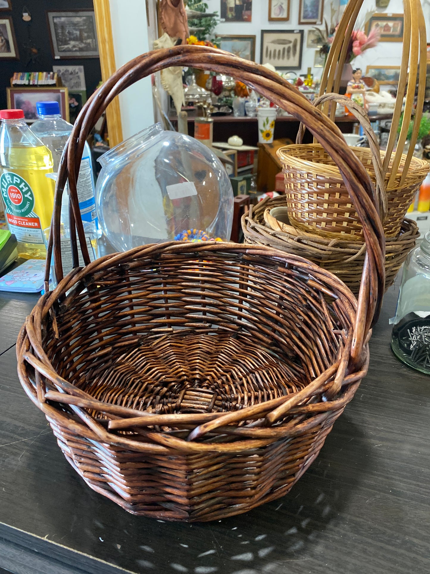 (1916) large brown basket