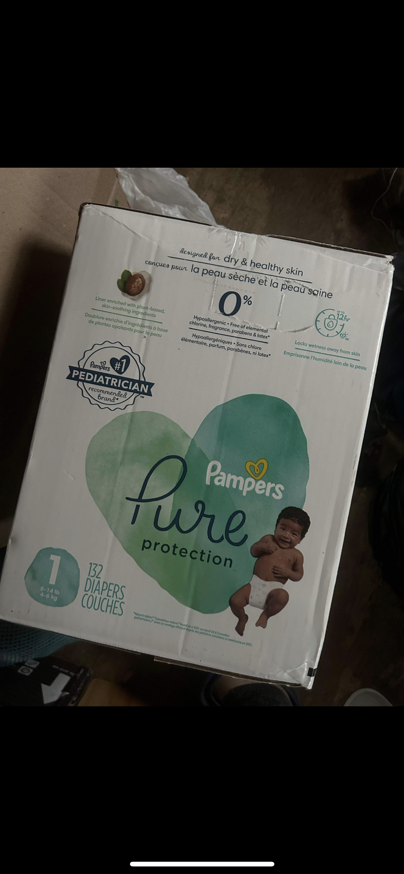 Diapers - Pampers Pure - Size 1 - 132ct