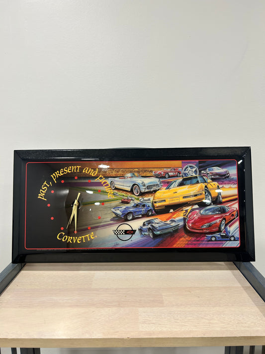 Vintage Past Present Future General Motors Corvette Black Man Cave Wall Clock(037)