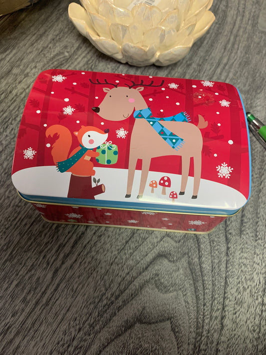 (2046) reindeer Xmas tin box