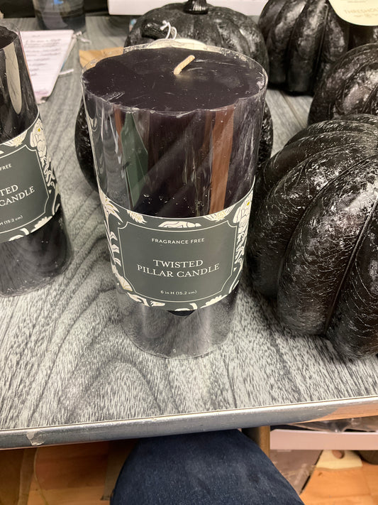 Black Twisted Pillar Candle - 282