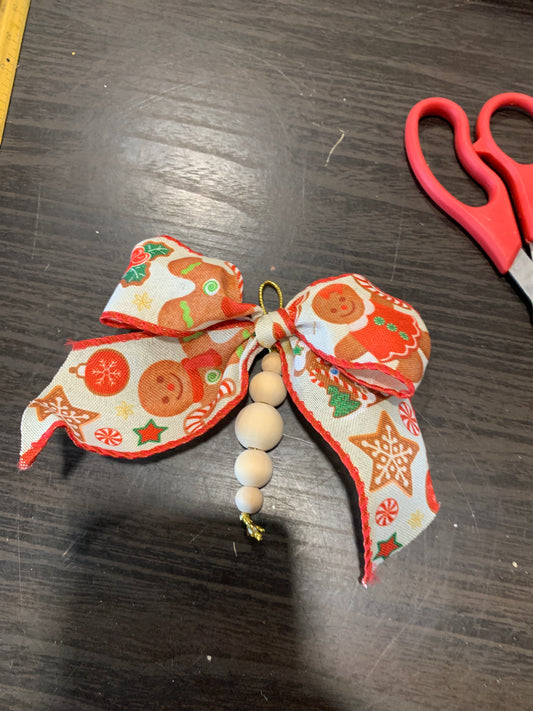 (1578) gingerbread bow ornament