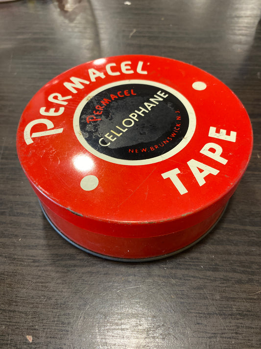 (1854) permacel cellophane tin