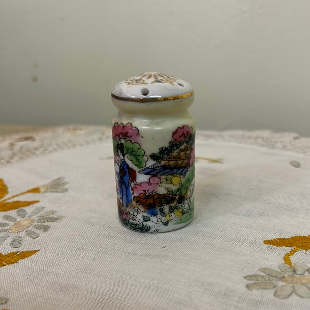 Vintage Hand Painted Salt/Pepper Shaker w/stand -Japan (210)