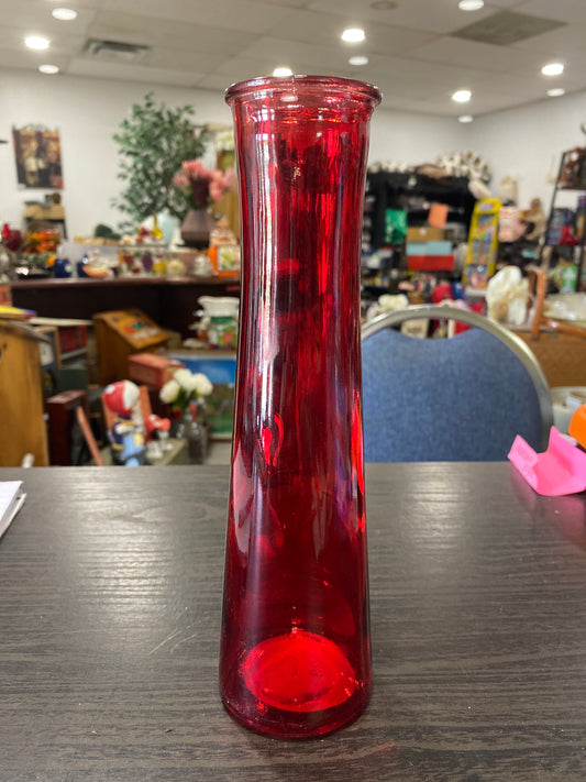 (1141) Red Skinny Vase