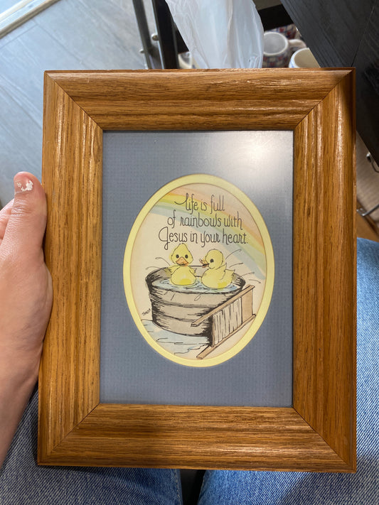 (1305) rainbow ducks framed