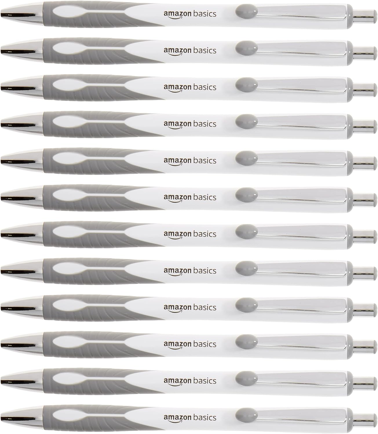 Amazon Basics (Retractable ballpoint pen- white barrel, medium point 1 MM,black ink (12 pack)