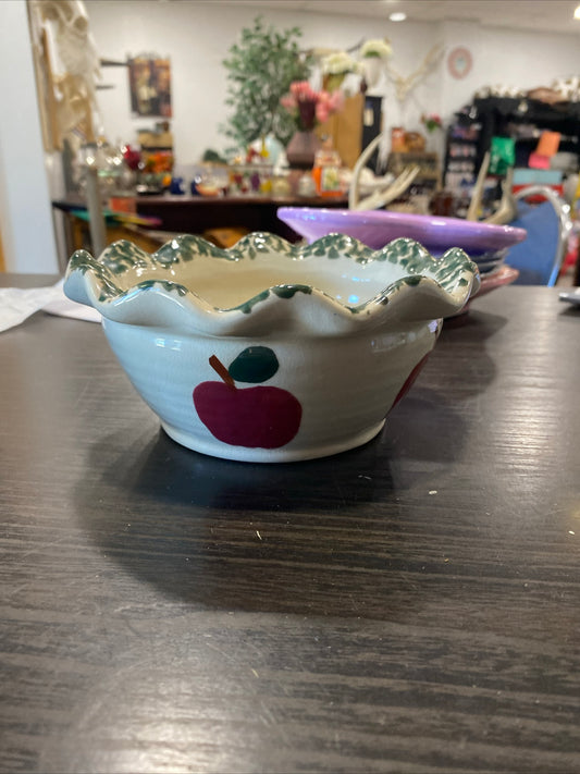 (1018) stoneware apple dish