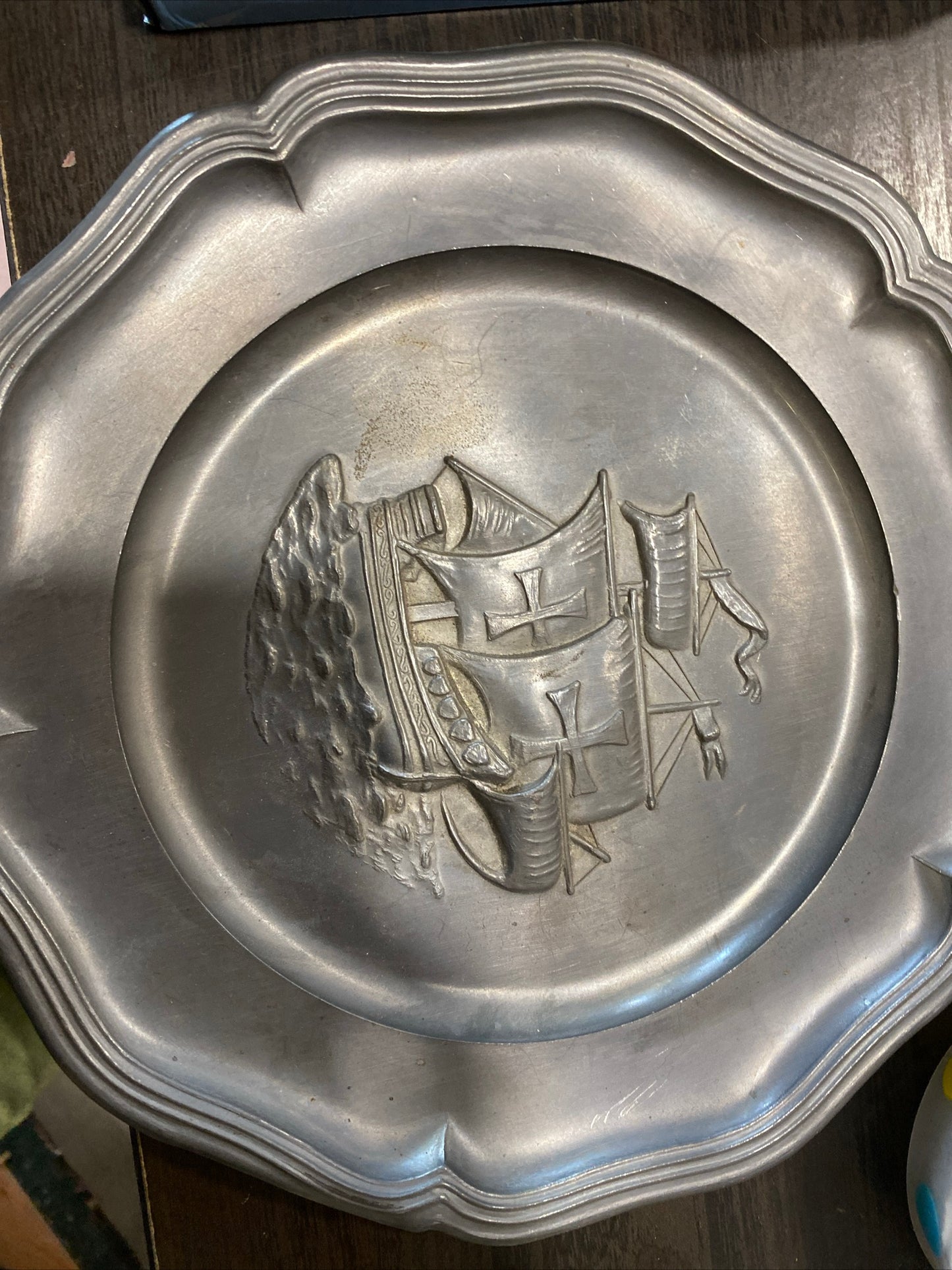 (1521) vintage pewter plate