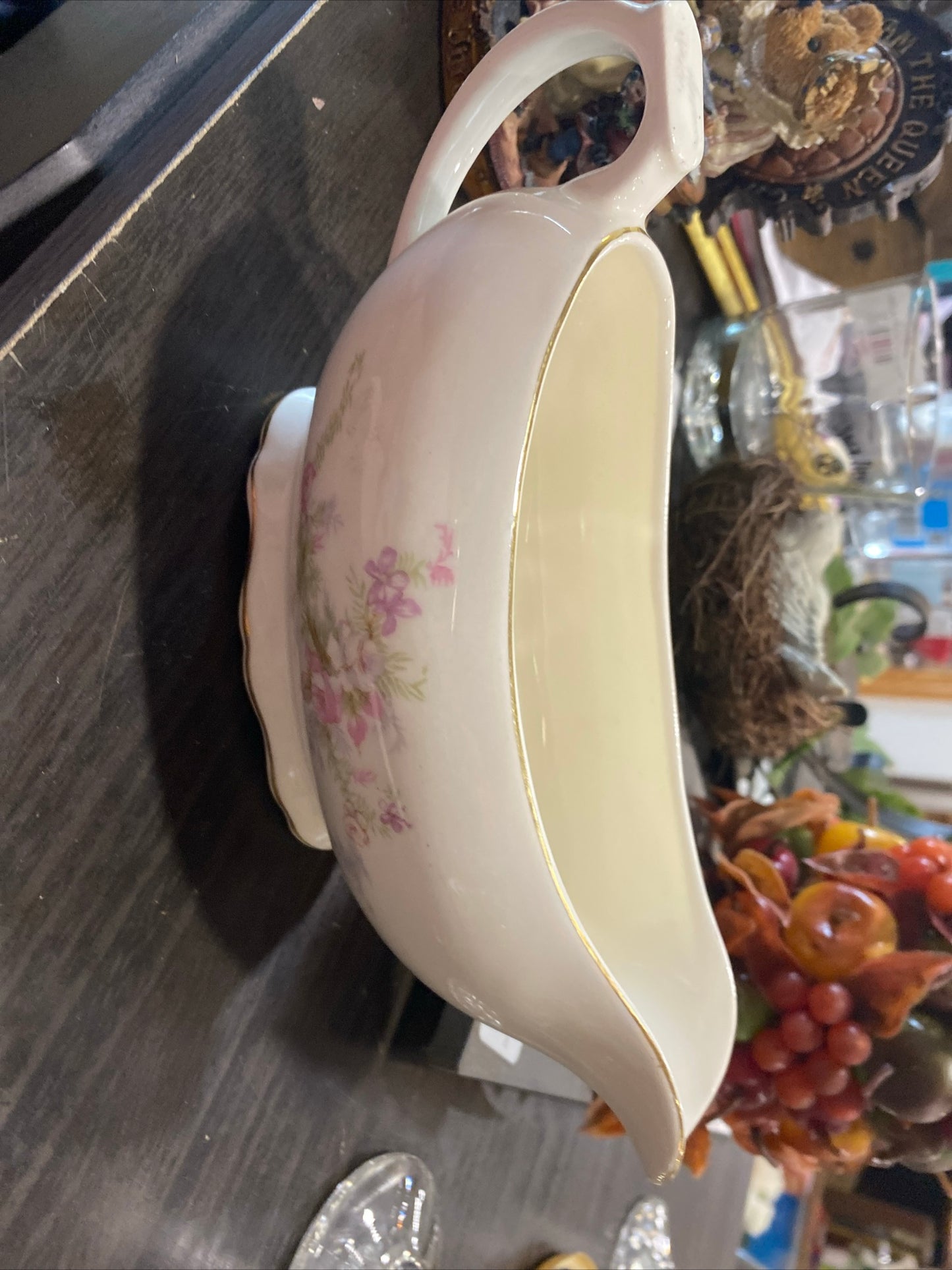 (1703) floral china gravy boat