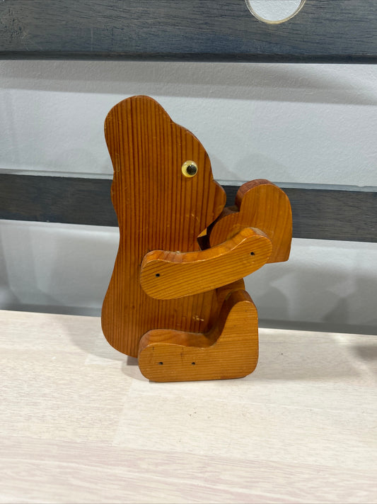 Solid wood bear-(122)