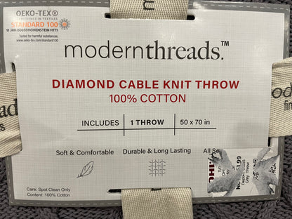 Modern Threads Diamond Cable Knit Throw (114)