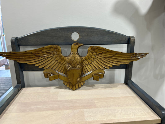 Vintage SEXTON Large 27 in Gold-color Aluminum American EAGLE Metal Hanger-(187)