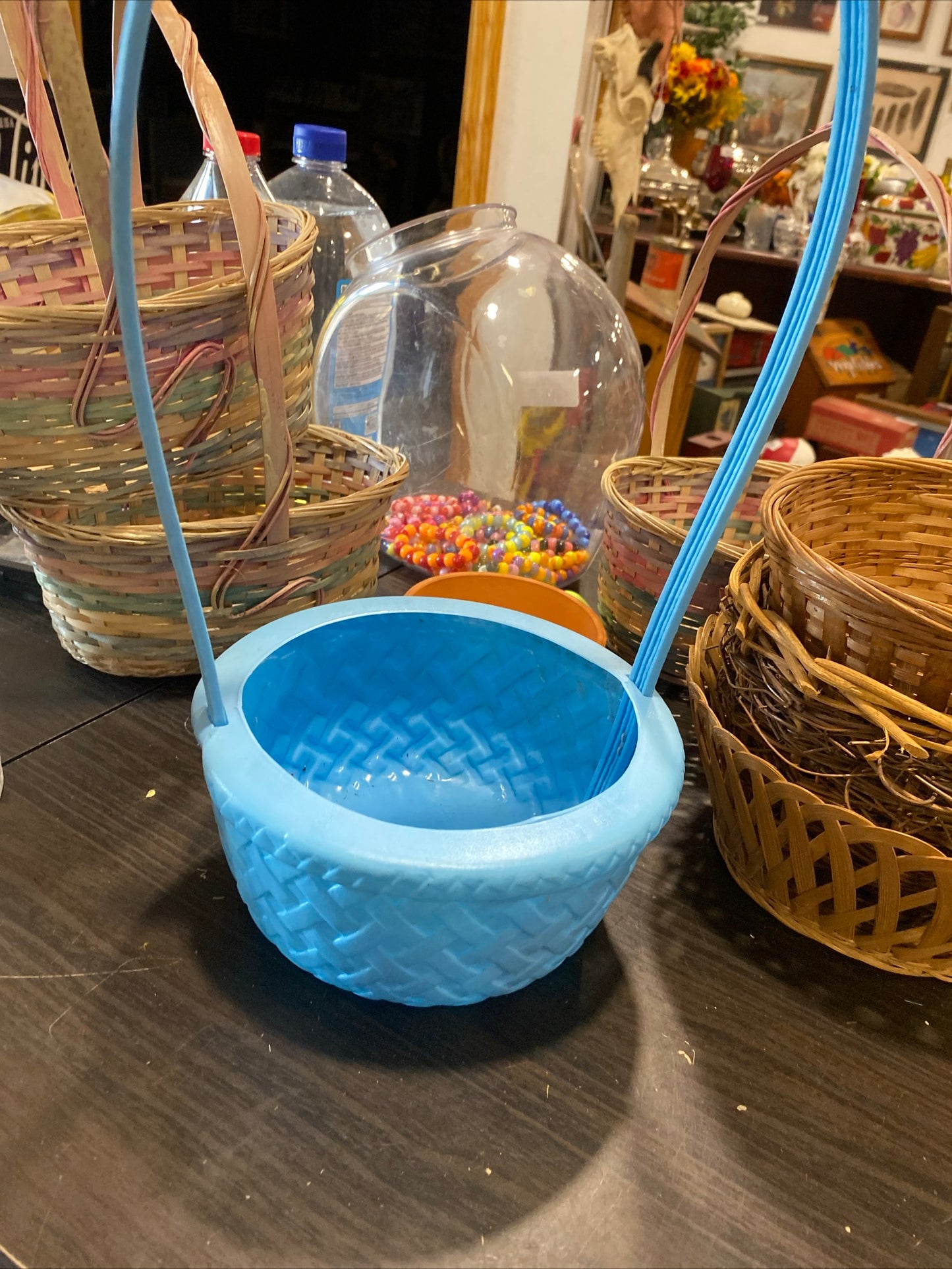 (1927) blue blow mold basket