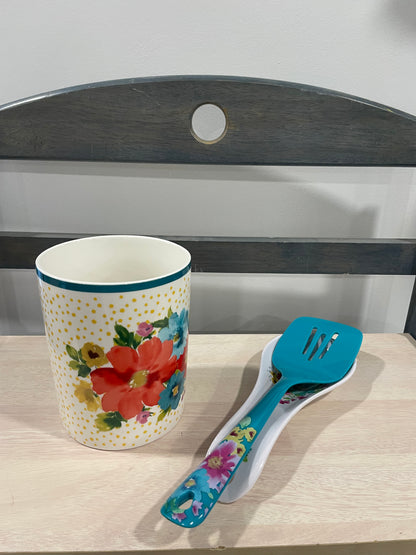 Utensil holder with spatula and spoon rest (134)