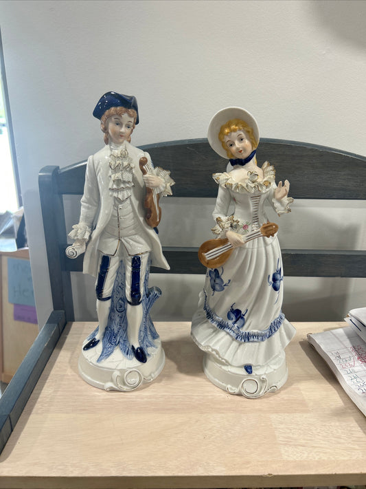 Vintage porcelain statue music set of two-(275)