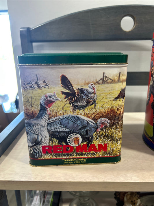 Vintage Red Man Chewing Tobacco Tin Fenceline Crossing 1996 Limited Edition -(332)