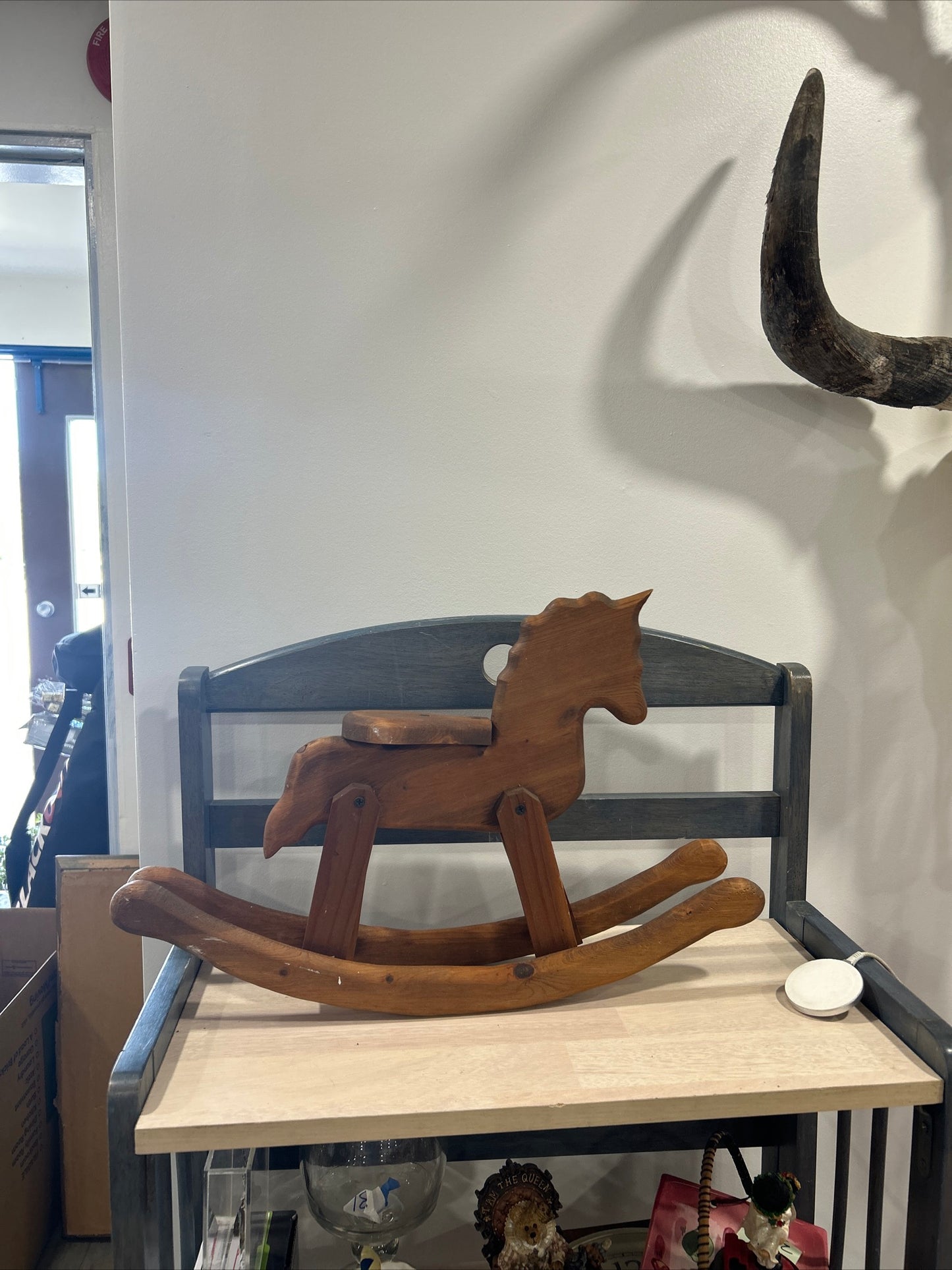 Wooden rocking unicorn