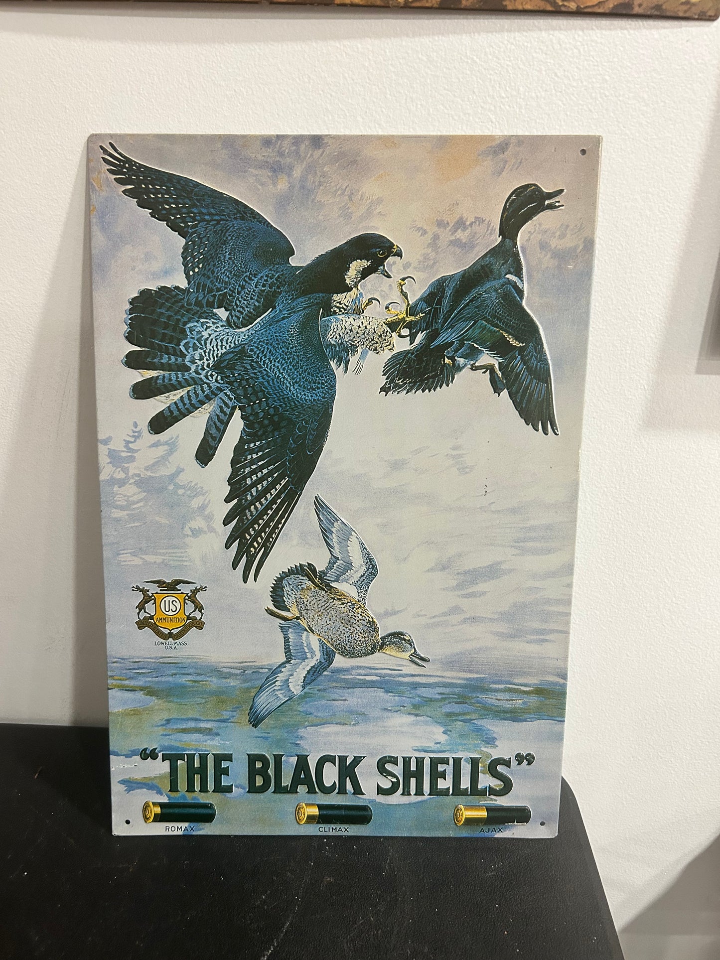 (397)THE BLACK SHELLS AMMUNITION hunting armmo duck birds metal tin sign metal poster