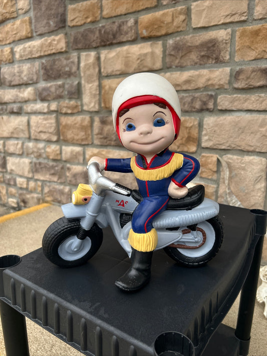 (411) Vintage Atlantic Mold Company Ceramic Smiling Boy MAC Retro Motorcycle