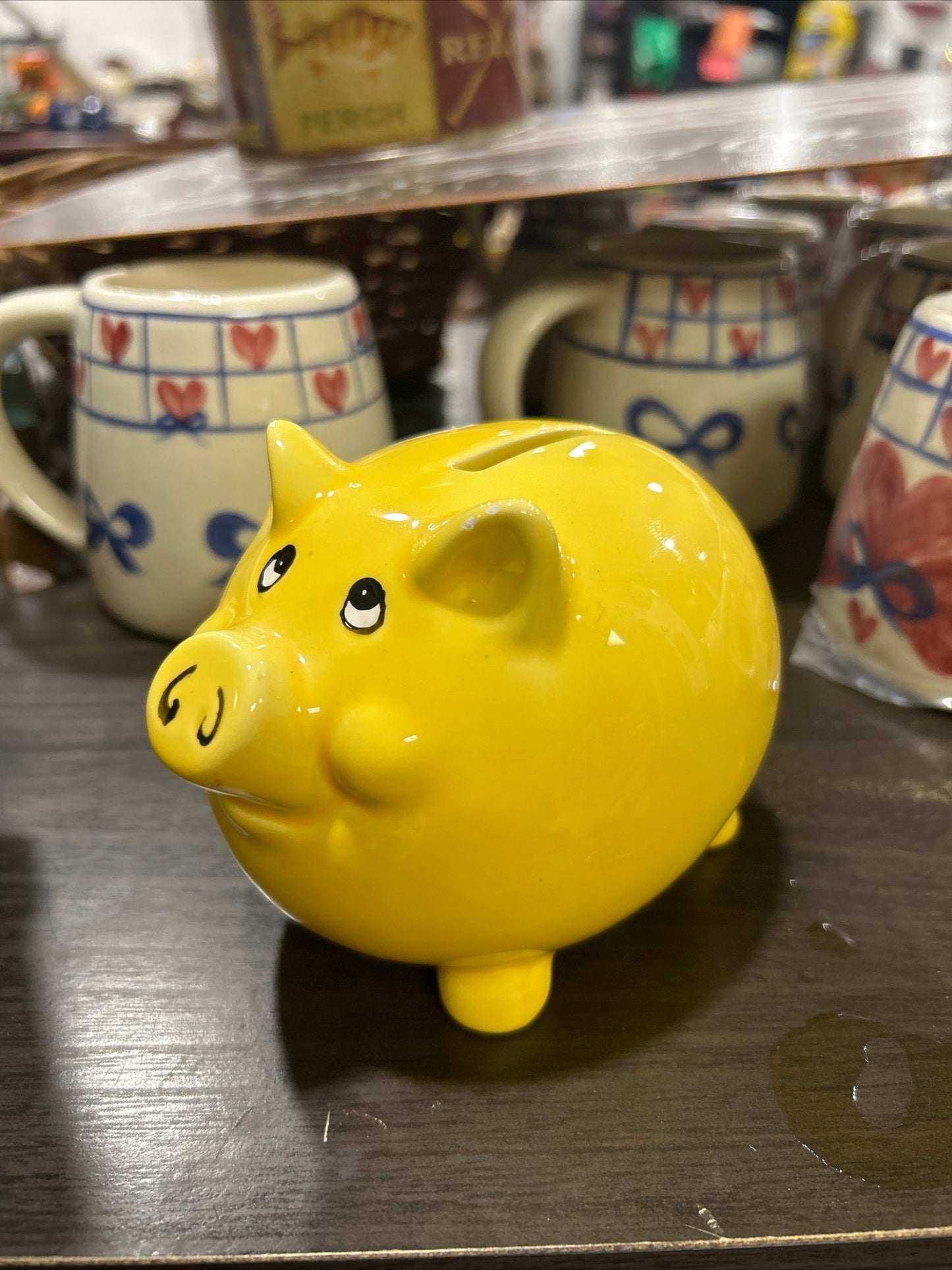 (440) ceramic piggy bank yellow