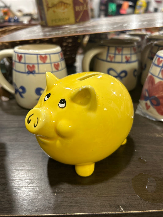 (440) ceramic piggy bank yellow