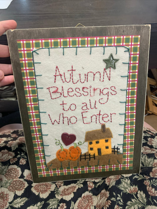 (1164) autumn blessings stitched decor