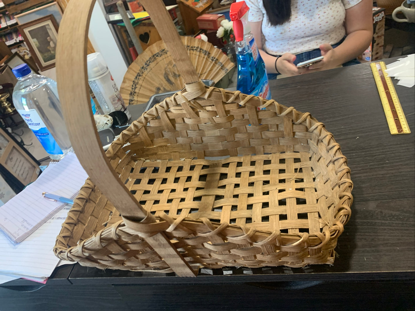 (1379) wide wicker basket