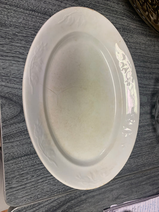 (2045) white oval serving plate